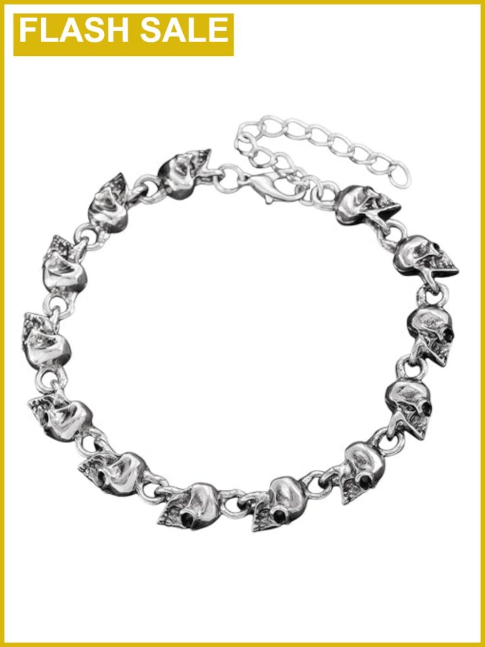 Skull Skeleton Stainless Steel Link Chain Unisex Bracelet Punk Style Adjustable